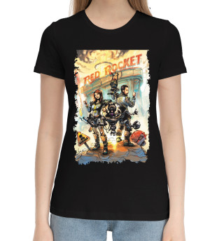 Хлопковая футболка для девочек Fallout, red rocket