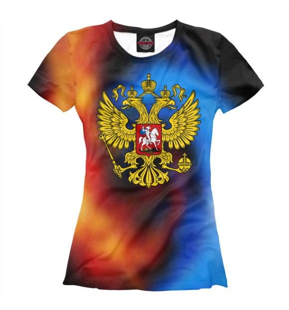 Женская футболка с изображением Россия | Огонь и вода цвета Белый