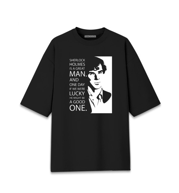 Женская футболка оверсайз с изображением Шерлок цвета Черный