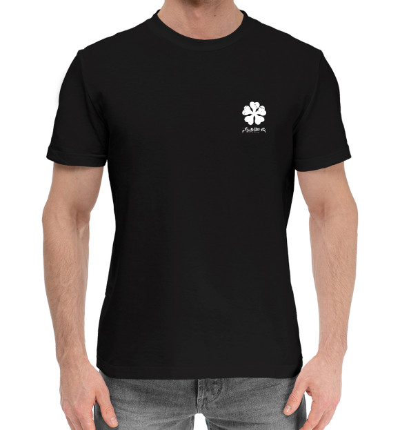 Мужская хлопковая футболка с изображением Чёрный клевер цвета Черный