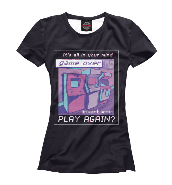 Женская футболка с изображением Vaporwave arcade цвета Белый