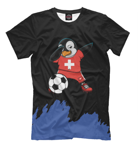 Мужская футболка с изображением Dabbing Penguin Switzerland цвета Белый