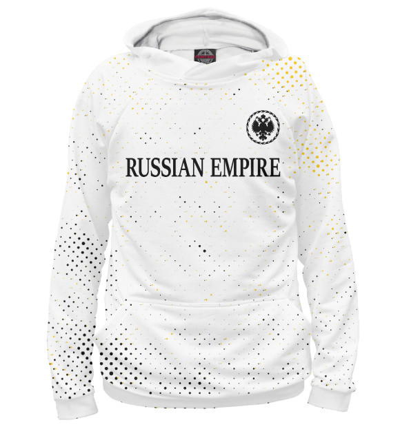 Женское худи с изображением Российская Империя - Герб | Гранж цвета Белый