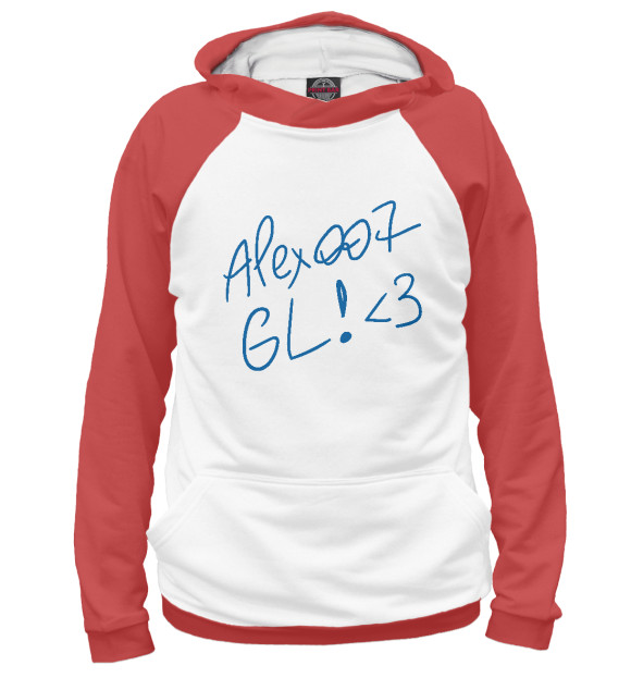Женское худи с изображением ALEX007: GL (red) цвета Белый