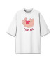 Женская футболка оверсайз Кот играет с сердцем