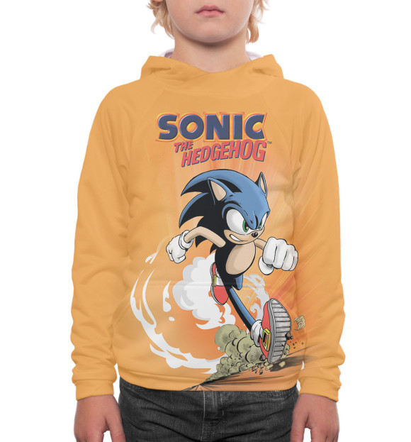 Худи для мальчика с изображением Sonic the hedgehog цвета Белый