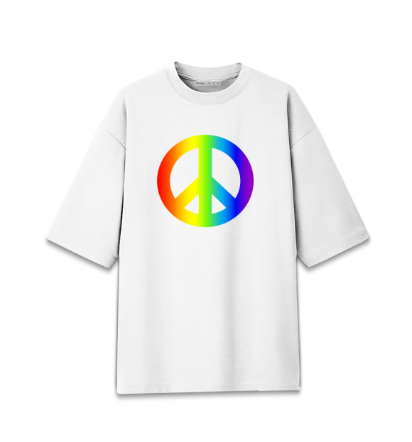 Женская футболка оверсайз с изображением Peace цвета Белый