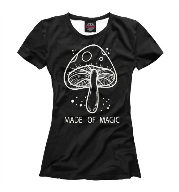 Женская футболка с изображением Сделанный из магии Мухомор цвета Белый