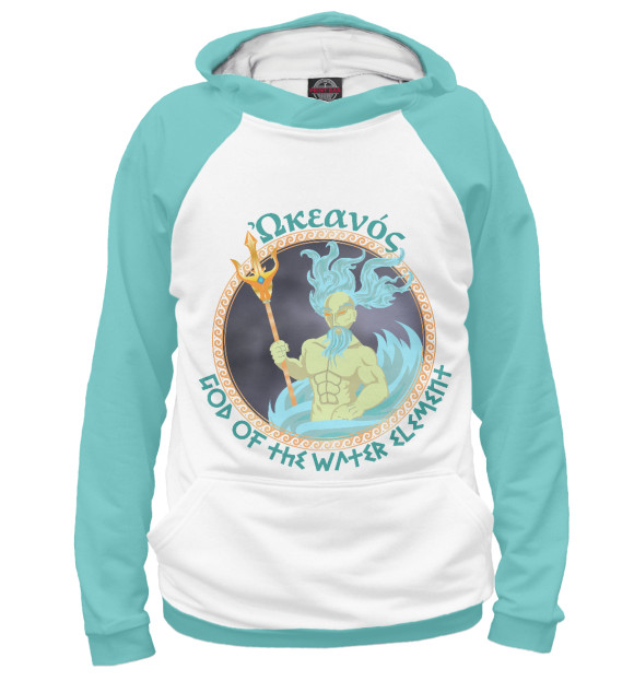 Женское худи с изображением Океан - Бог водной стихии. цвета Белый
