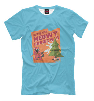 Мужская футболка Meowy christmas