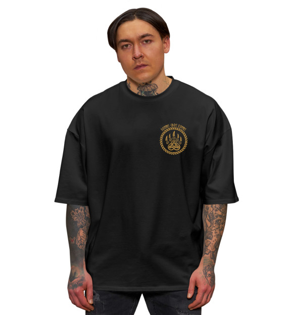 Мужская футболка оверсайз с изображением Велес (Помни корни) цвета Черный