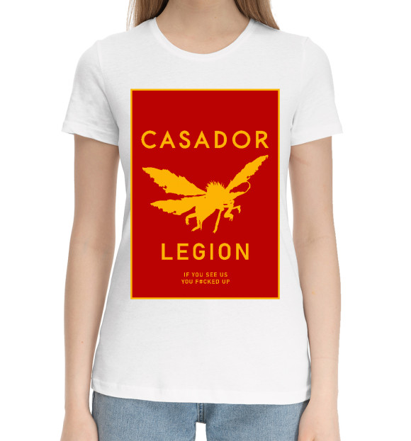 Женская хлопковая футболка с изображением Фоллаут Касадор цвета Белый