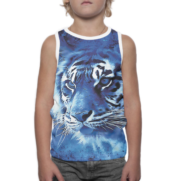 Майка для мальчика с изображением Тигр цвета Белый