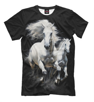 Мужская футболка Два белых коня