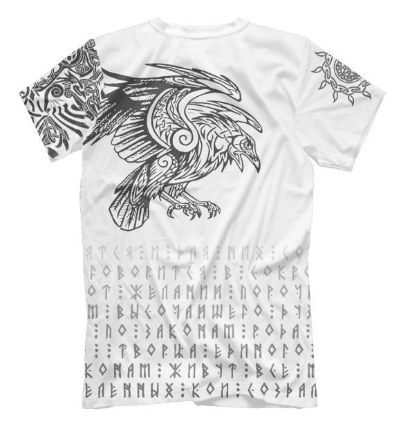 Мужская футболка с изображением Славянский ворон цвета Белый