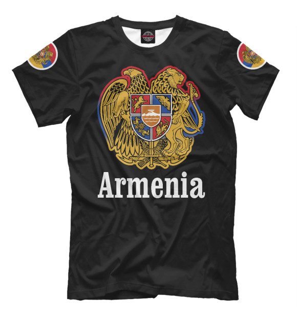 Мужская футболка с изображением Герб Армении цвета Белый