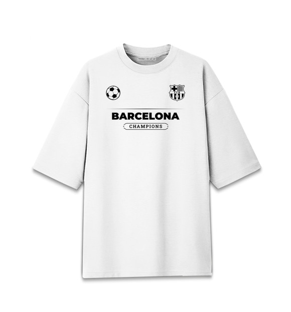 Женская футболка оверсайз с изображением Barcelona Униформа Чемпионов цвета Белый