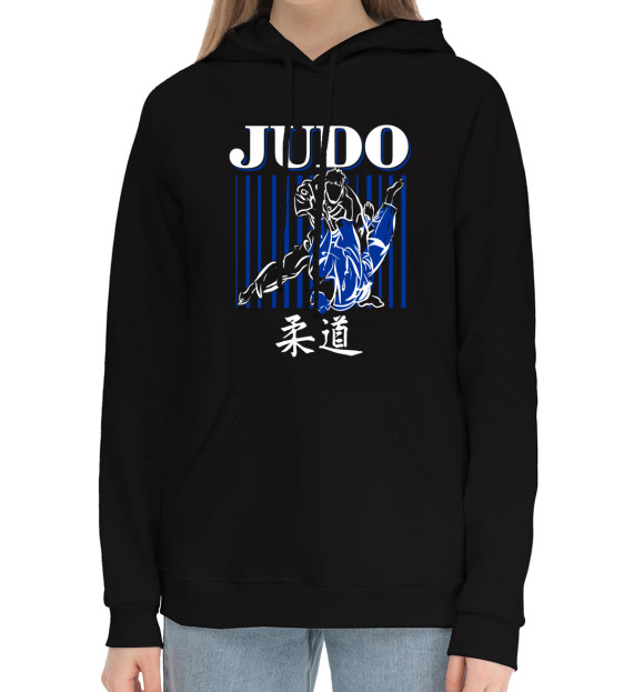 Женский хлопковый худи с изображением Judo цвета Черный
