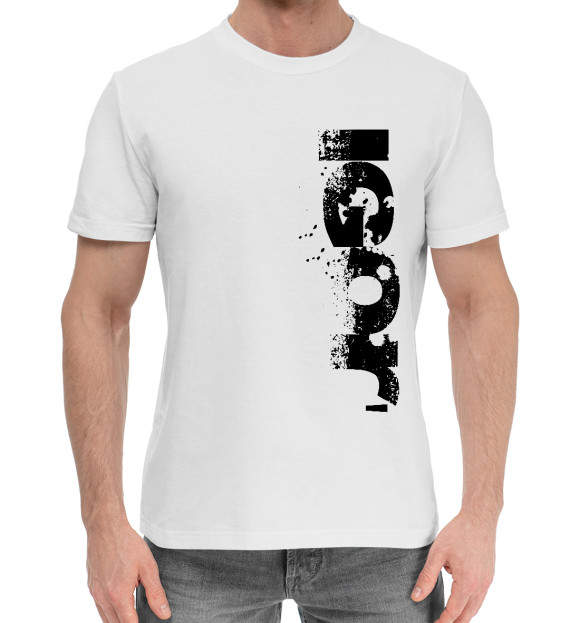 Мужская хлопковая футболка с изображением Игорь (брызги красок) цвета Белый