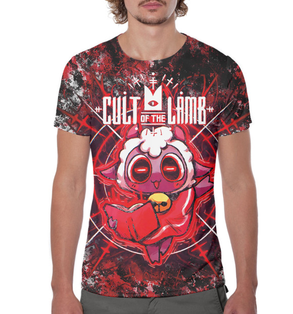 Мужская футболка с изображением Cult of lamb цвета Белый