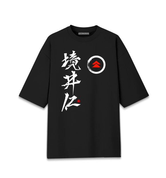 Женская футболка оверсайз с изображением Ghost of Tsushima цвета Черный