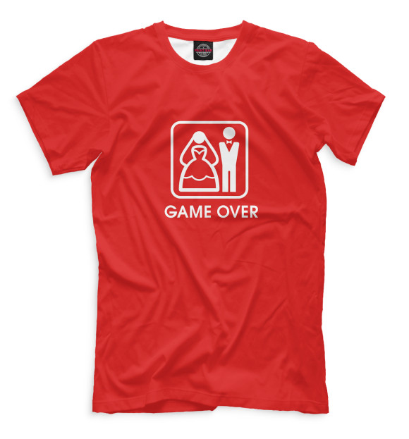 Мужская футболка с изображением Game over цвета Белый