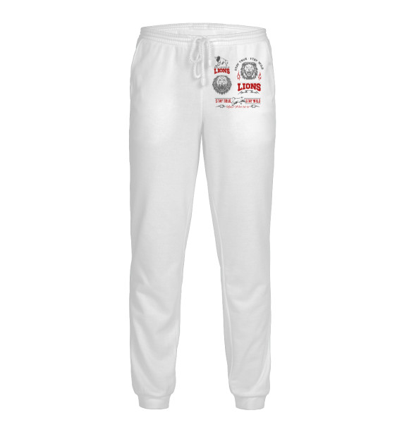 Мужские спортивные штаны с изображением Львы цвета Белый