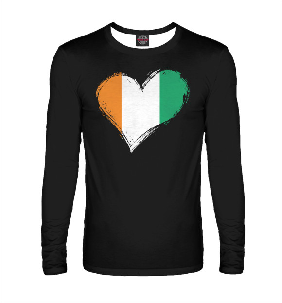 Мужской лонгслив с изображением Сердце Ирландии цвета Белый