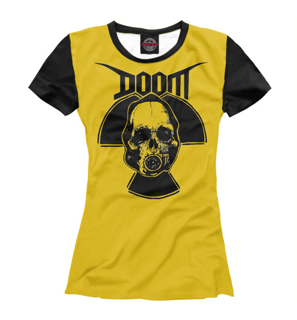Женская футболка с изображением DOOM Biohazard цвета Белый