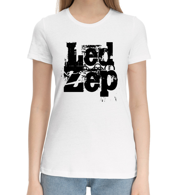 Женская хлопковая футболка с изображением Led Zeppelin цвета Белый