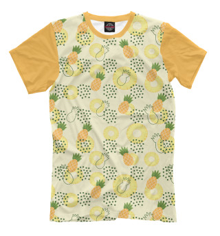 Мужская футболка Узор из ананасов на желтом фоне