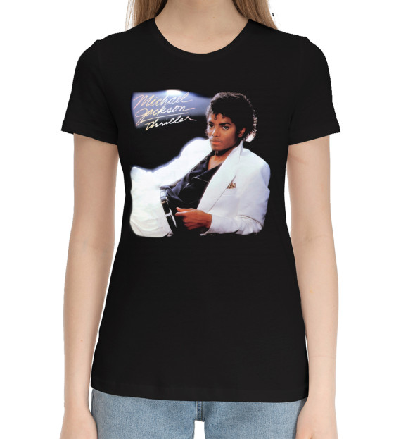 Женская хлопковая футболка с изображением Thriller - Michael Jackson цвета Черный